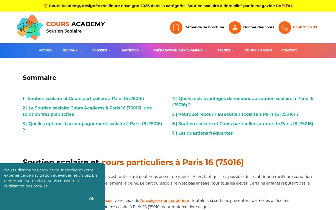 Apercu du site Cours Academy